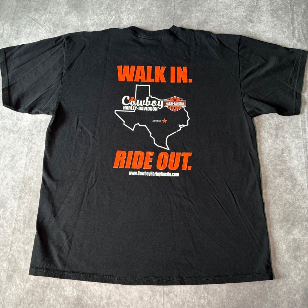 Vintage Harley-Davidson Cowboy Austin Texas T-Shirt Mens XL Black Short Sleeve - Picture 3 of 8